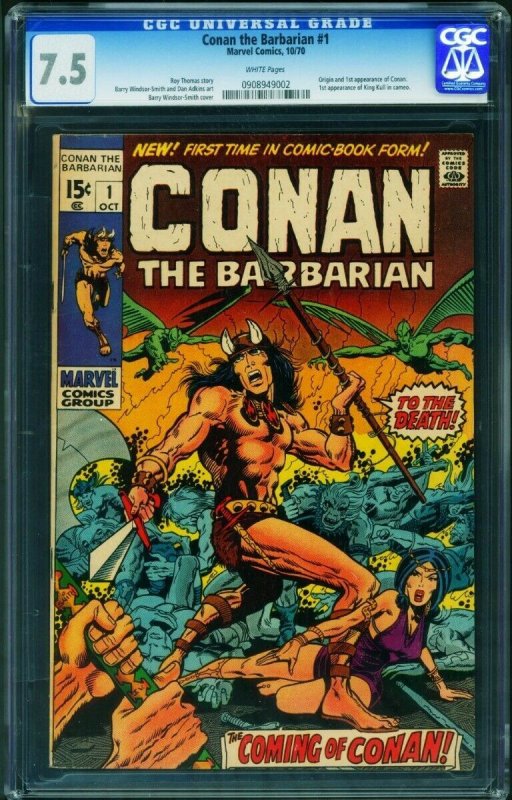 Conan the Barbarian #1 7.5 1970 BRONZE AGE KEY White pages-0908949002 