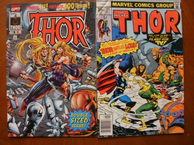 2 Marvel Comic: THE MIGHTY THOR #275 (1978) & THOR #500 Double-Sized (July 1996)