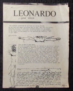 1982 LEONARDO (DA VINCI) Your Voice Fanzine #1 G/VG 3.0 4pgs