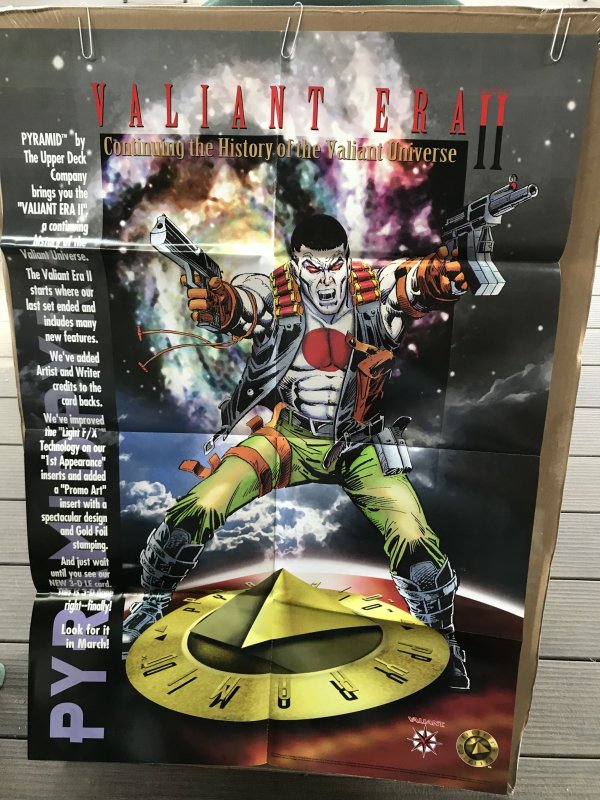 BLOODSHOT VALIANT ERA II folded Promo Poster : 1994 34”x22” NM; Upper Deck