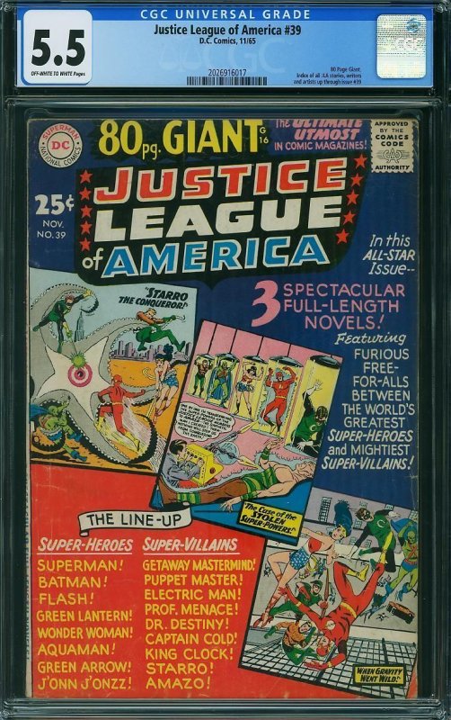 Justice League of America #39 (1965) CGC 5.5 FN-