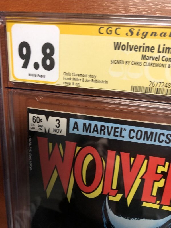 Wolverine Limited Series  (1982) # 3 (CGC 9.8 WP SS) Double Signed By C.C & J.R