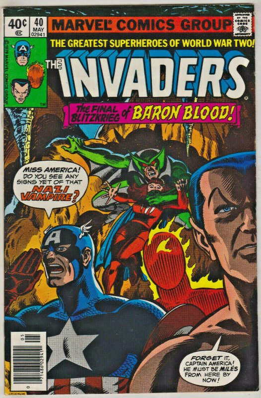 INVADERS#40 FN/VF 1979 MARVEL BRONZE AGE COMICS