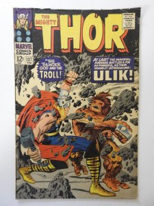 Thor #137 VG Condition centerfold detached bottom staple
