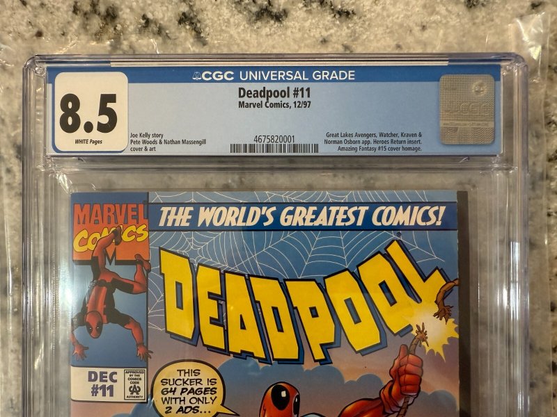 Deadpool # 11 CGC Graded 8.5 Marvel Comic Book 1997  JH22