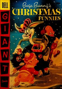 Bugs Bunny Christmas Funnies 7 Dell Comics 1956 Tree Trimming