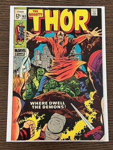 Thor #163 (1969). VG+. 2nd brief app Warlock (Him).