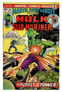 Marvel Super Heroes #53 VINTAGE 1975 Marvel Comics Hulk Sub Mariner