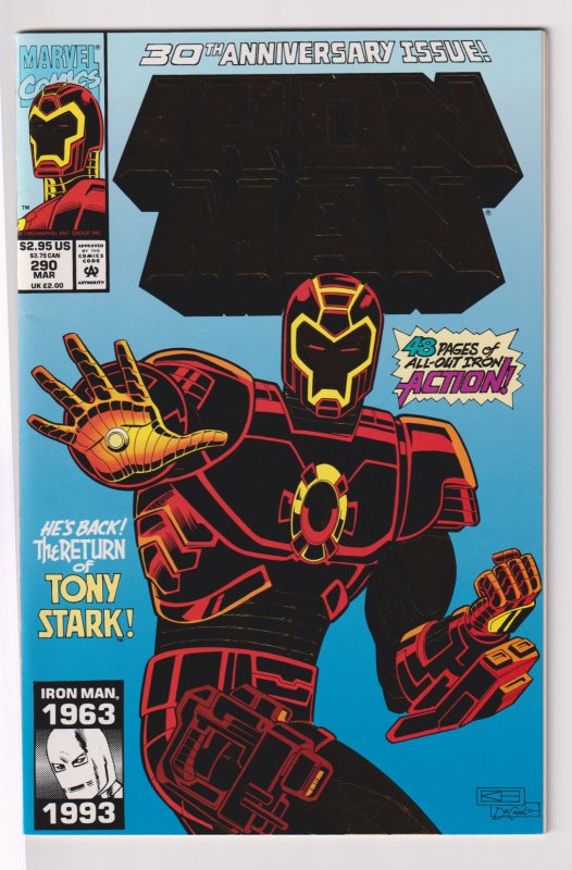 Marvel Comics! Iron Man! #290! 30th Anniversary Gold Foil! 