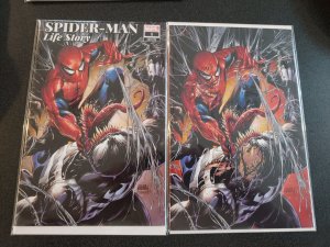 SPIDERMAN LIFE STORY 1 TYLER KIRKHAM SONNYS VIRGIN VARIANT 2 PACK NM AMAZING