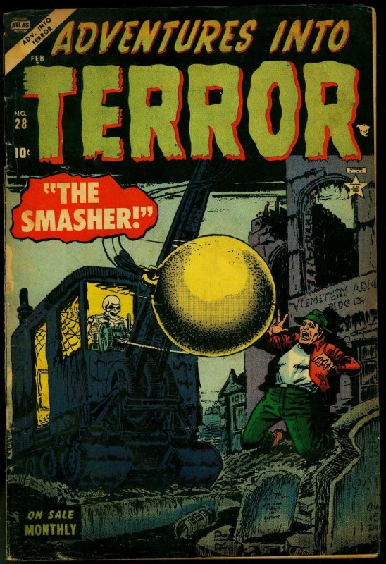 Adventures in Terror #28 1954-skull wrecking ball cover- Atlas horror VG+