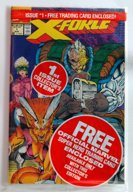 X-Force #1, 1st comic to be sold polybagged with a trading card (DEADPOOL)