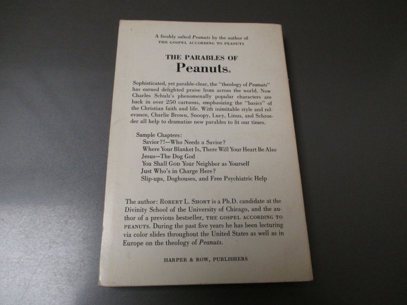 1968 The Parables of PEANUTS Robert L Short 1st SC FVF Harper & Row
