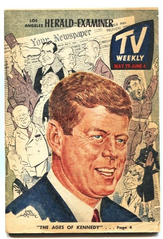 TV WEEKLY-L A HERALD-EXAMINER-JOHN F KENNEDY-MUNSTERS-YVONNE DeCARLO-1966