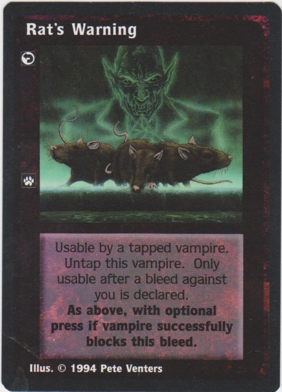 1994 Jyhad Card Rat's Warning