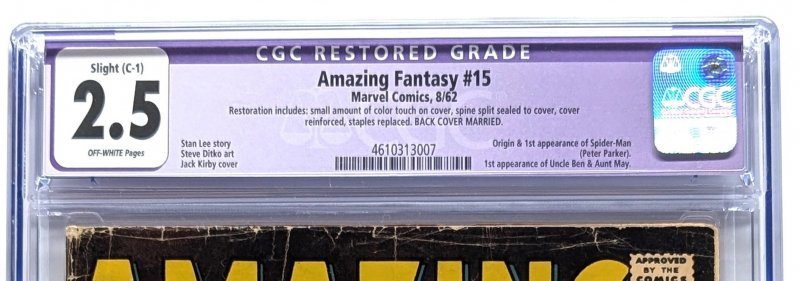 Amazing Fantasy #15 (1962) CGC 2.5 Restored C-1