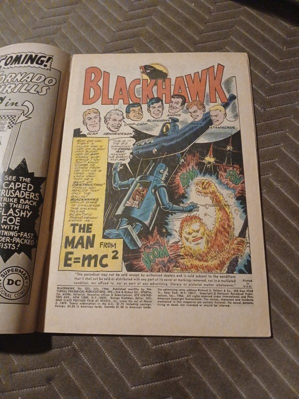Blackhawk #222, Blackhawk Naked Energy, July 1966 Silver Age Scifi Story