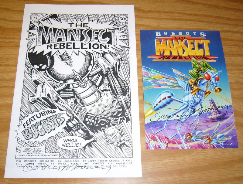 Mansect Rebellion #1 VF/NM signed comic + postcard - gerry mooney 1995 bugbots