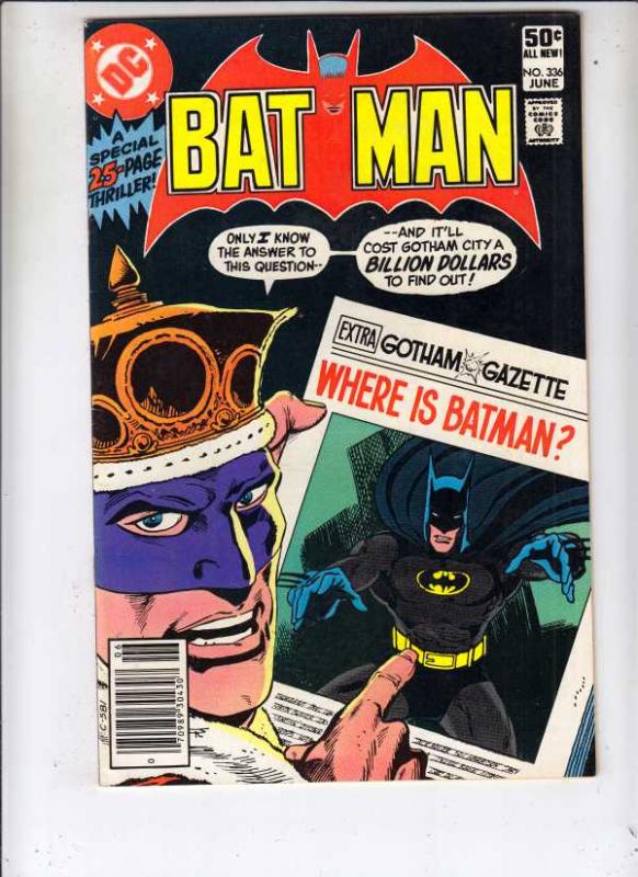 Batman #336 (Jun-81) FN/VF Mid-High-Grade Batman, Robin the Boy Wonder