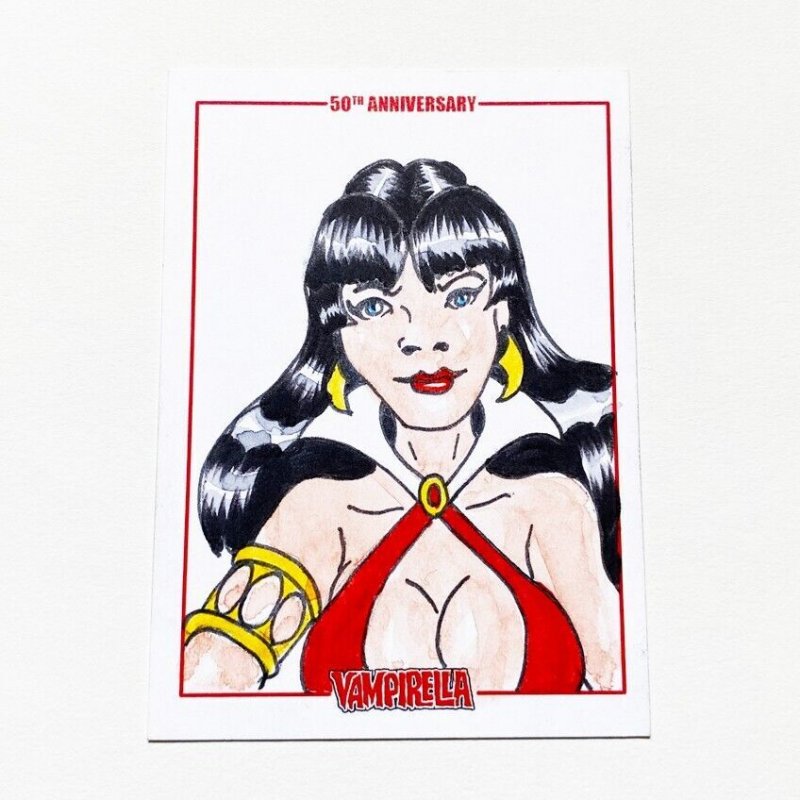 Vampirella 50Th Anniversary Sketch Card By Wilson Ramos Jr Dynamite (D)