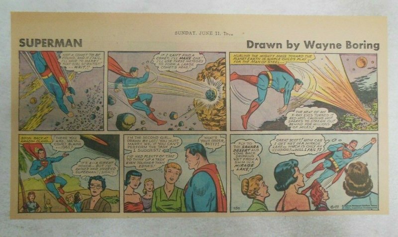 Superman Sunday Page #1130 by Wayne Boring from 6/11/1961 Size ~7.5 x 15 inches