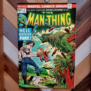 MAN-THING #2 FN (Marvel 1973) Battle vs THEY: Skull Crushers (cultists)