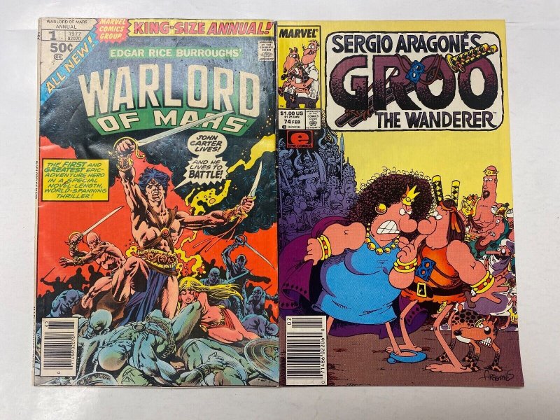 4 MARVEL comic books Warlord Mars #1 Groo #74 Kull #3 Quasar #19 19 KM15