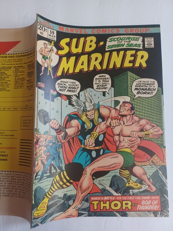 Sub-Mariner #59 - Namor vs Thor - 1973 - FN/VF