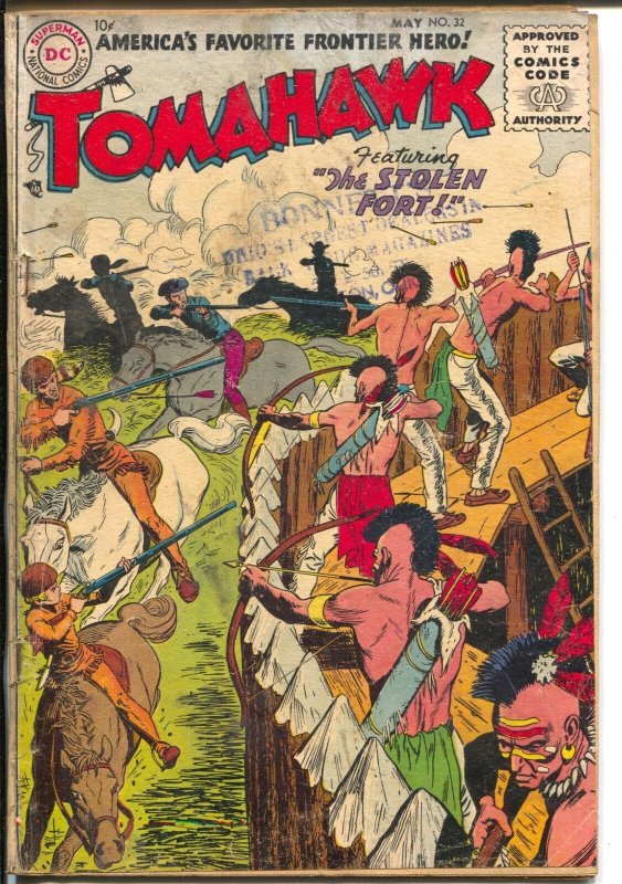 Tomahawk #32 1955-DC-Indian battle cover-VG