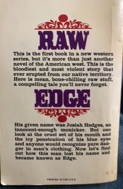 Edge the Loner #1, ultraviolent paperback, 1973,138p