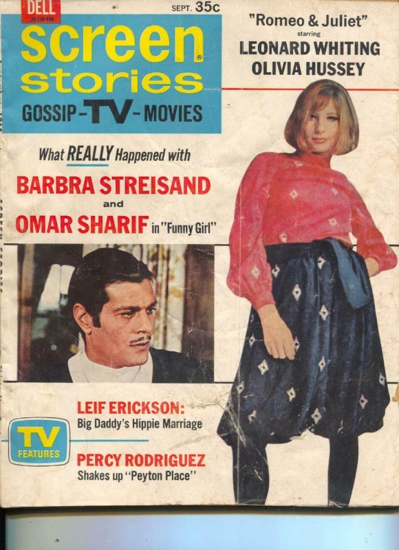 Screen Stories-Barbra Streisand-Omar Sharif-Olivia Hussey-Sept-1968