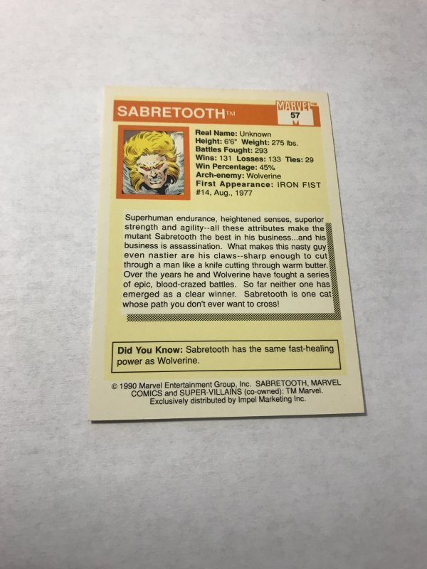 SABRETOOTH #57 : 1990 Marvel Universe Series 1 card, NM/M high grade, X-Men