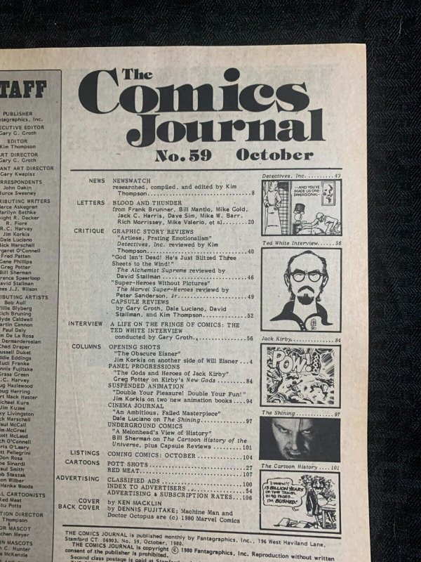 1980 COMICS JOURNAL Magazine #59 FN+ 6.5 Jack Kirby / Dick Giordano