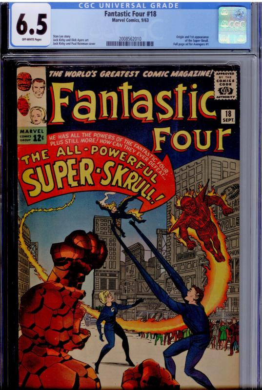 Fantastic Four #18 CGC 6.5 O/White pgs.  Origin and 1st app. of the Super Skrull