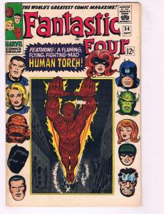 Fantastic Four # 54 FN Marvel Comic Book Human Torch Thing Dr Doom Silver J29