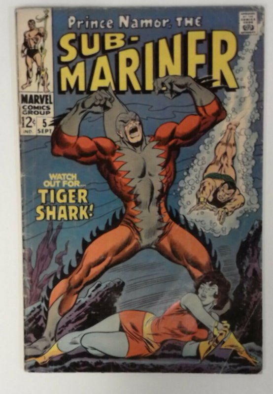 PRINCE NAMOR SUB-MARINER #5 VG Marvel KEY! 1st Appearance TIGER SHARK 