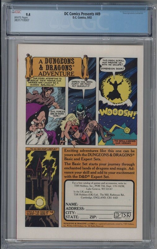 DC COMICS PRESENTS #49 CGC 9.4? NM SUPERMAN ?SHAZAM ?BLACK ADAM 1982??