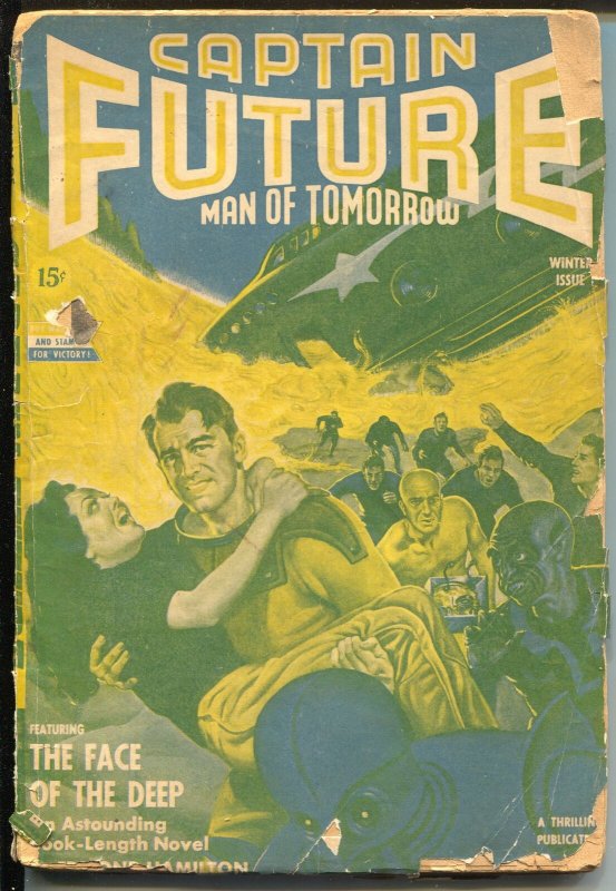 Captain Future 12/1942-Thrilling-WWII era-rocket crash cover-FR