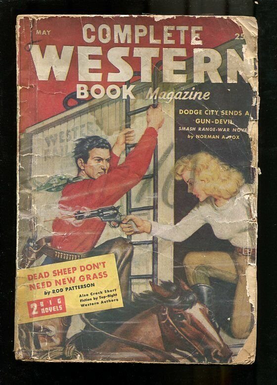 COMPLETE WESTERN PULP-1947-MAY-ROD PATTERSON-GIRL ART FR