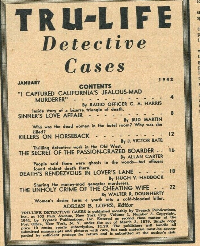 Tru-Life Detective Cases #3 4/1942-Tayshack-strangulation-crime-mystery-FN/VF