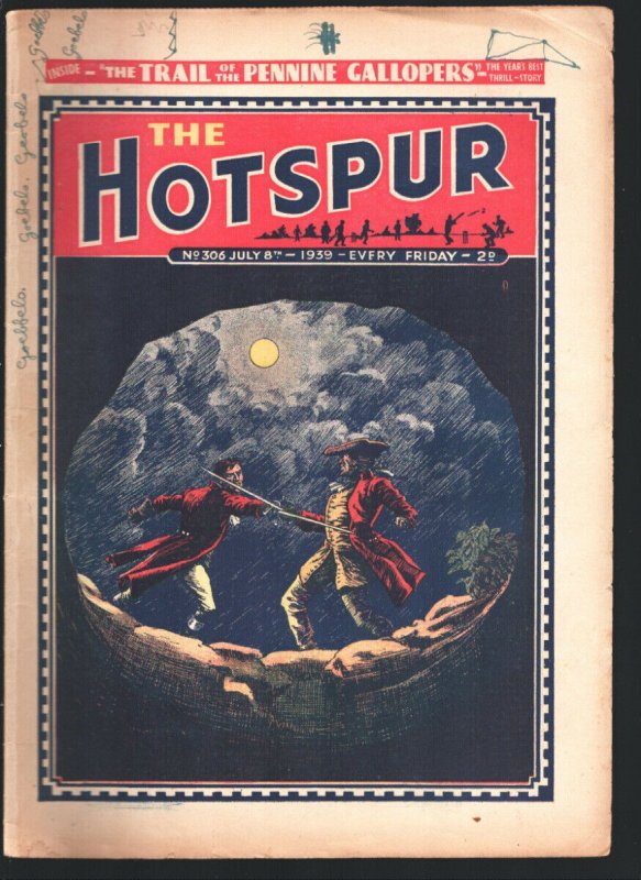 Hotspur #306 7/8/1939-D.C. Thompson--Sword fight cover-British story paper-VG-