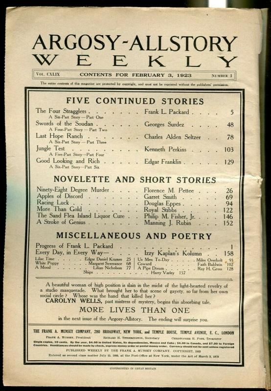 Argosy All-Story Weekly-2/3/1923-Munsey-pulp thrills-FR