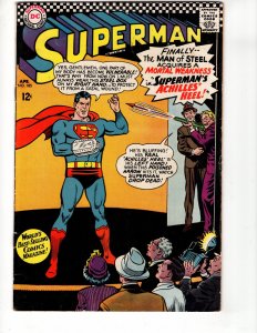 Superman #185  (1966)  SUPERMAN'S ACHILLES HEEL! Si;ver Age DC / ID#175