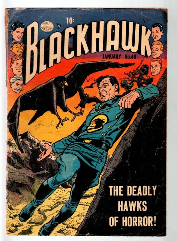 BLACKHAWK #48-REED CRANDALL ART-1952CHOP CHOP-HAWKS OF HORROR-QUALITY PUBS-G+ G+