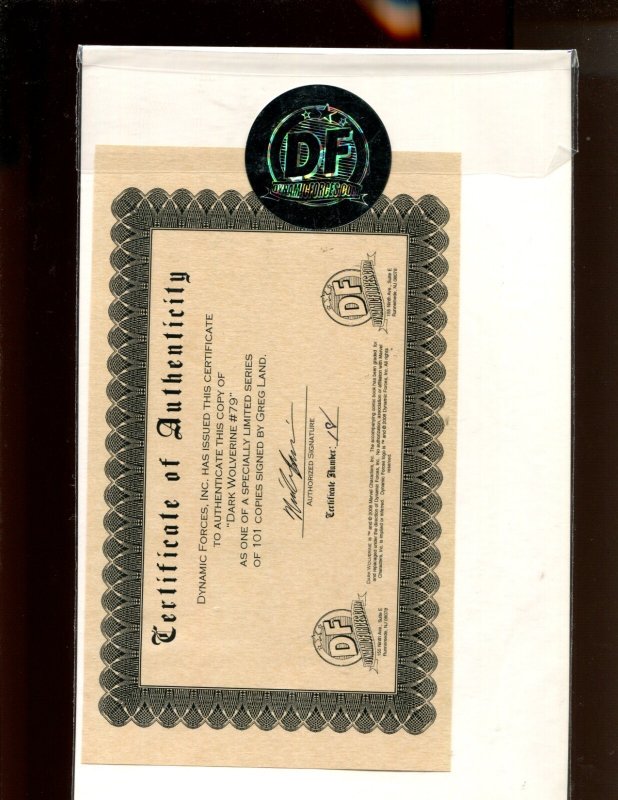 Dark Wolverine #79 - SIGNED BY GREG LAND W/COA LTD TO 101! (9.2) 2008