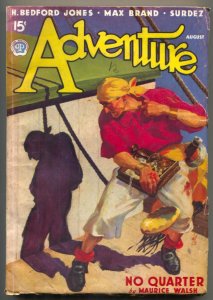 Adventure Pulp August 1937- No Quarter- Hanging cover