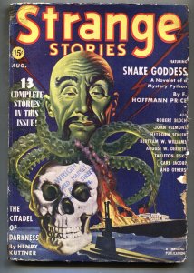 Strange Stories Pulp August 1939- Asian menace- Snake Goddess VG-