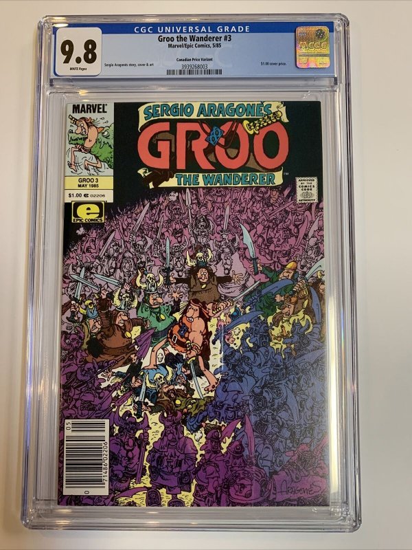 Groo (1985) # 3 (CGC 9.8 WP) Canadian Price Variants CPV | Only One In Census=1