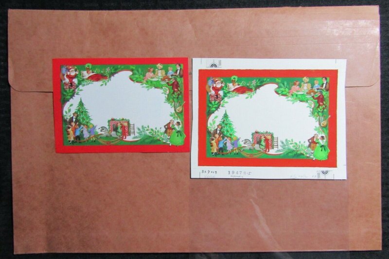 CHRISTMAS Santa Claus with Montage Border 7.5x6 Greeting Card Art #X7019