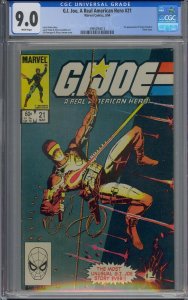 GI JOE A REAL AMERICAN HERO #21 CGC 9.0 1ST STORM SHADOW WHITE PAGES 